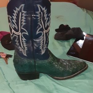 Aqua green cowboy boots coustom